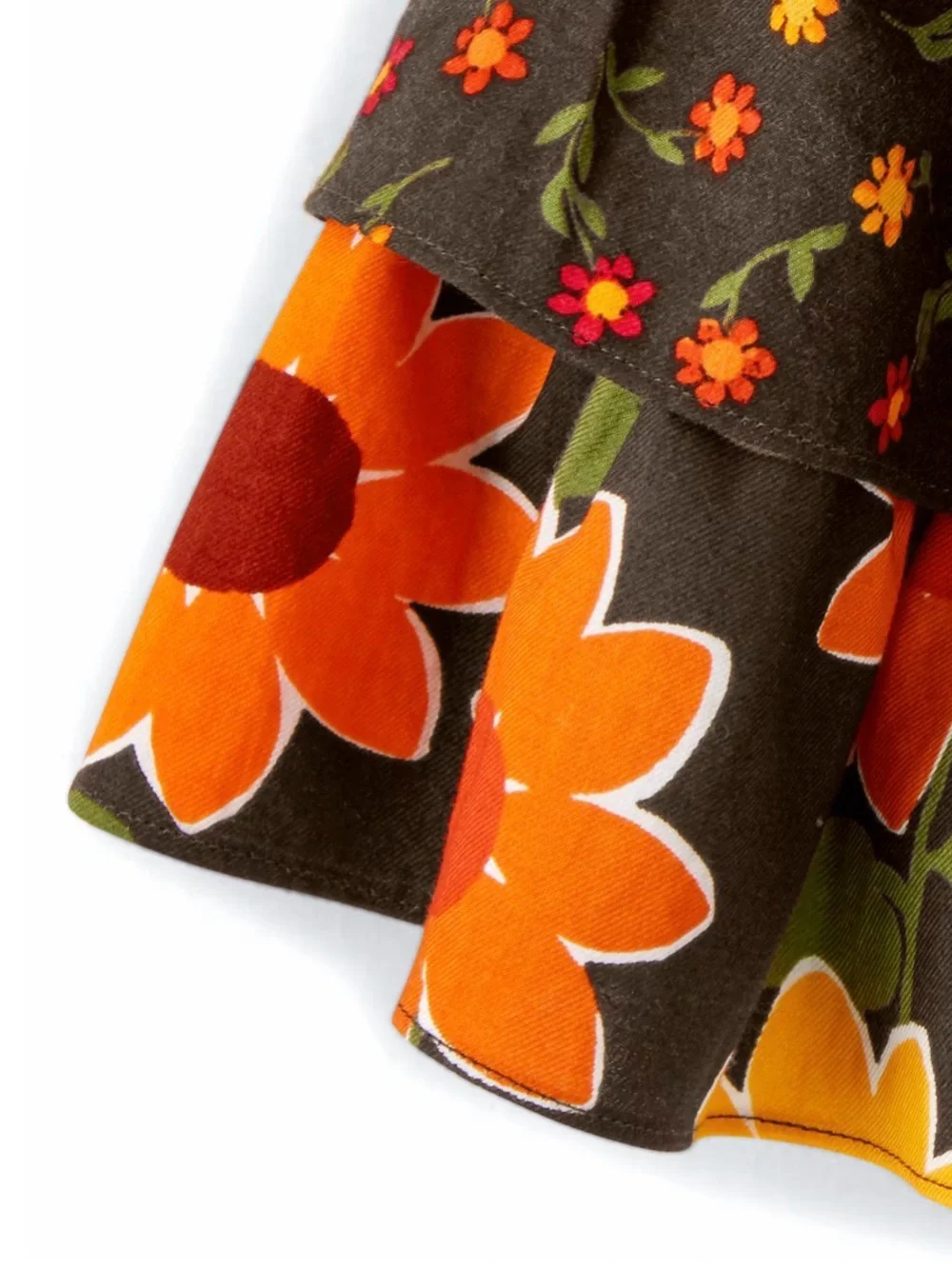 Gymboree Orange and Yellow Floral Tiered Ruffle Skirt
